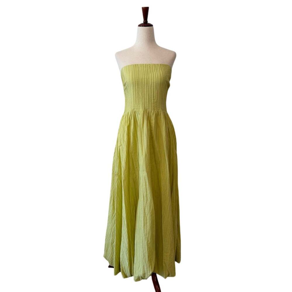 ASTR The Label Celery Green Strapless Open Back Midi Dress Women's XL
